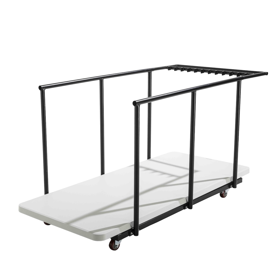 Tavolo pieghevole Rekkem 183 x 75 x 74cm x18 Bianco e carrello di trasporto 150 x 78 x 83cm Grigio