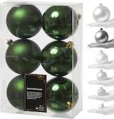thumbnail of Weihnachtskugeln bruchfest 8cm Christbaumkugeln glänzend matt grün 6St
