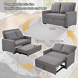 thumbnail of Multifunktionales Sofabett, faltbar, 127x75x94 cm, mit 2 Kissen und verstellbarer Rückenlehne, ideal für kleine Räume, Stoffbezug, Antikgrau