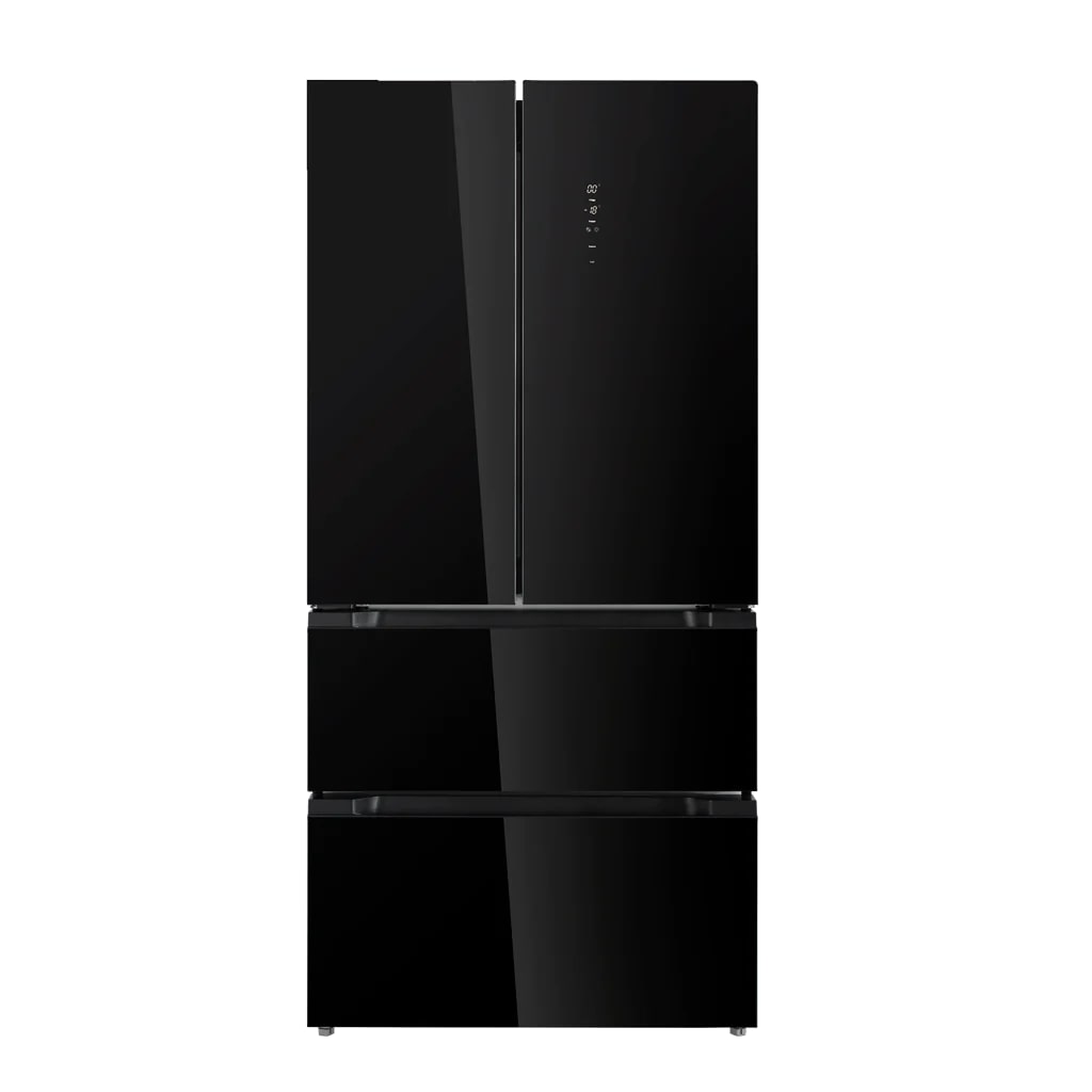 EVVO Frigorífico francés F80B Glass, Inverter, Puerta de cristal, Total No Frost, 327l + 183l