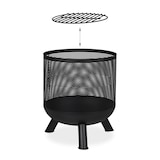 thumbnail of Relaxdays Feuerkorb, Mesh Design, Feuerrost, Schürhaken, Feuer im Garten, Feuertonne, Stahl, HxD: 53 x 44 cm, schwarz