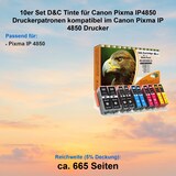 thumbnail of 10er Set D&C Tinte für Canon Pixma IP4850 Druckerpatronen kompatibel im Canon Pixma IP 4850 Drucker