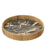 thumbnail of Tablett Rund Rattan mit Print 35x5cm - Deko Serviertablett - Dekoschale Dekotablett - Serving Tray Natur - Dekoteller mit Print Home Decor