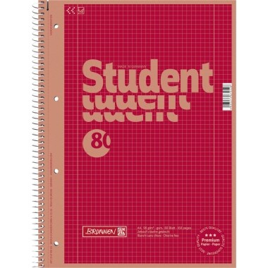 BRUNNEN Collegeblock 1067928123 DIN A4 80Bl. kariert rot