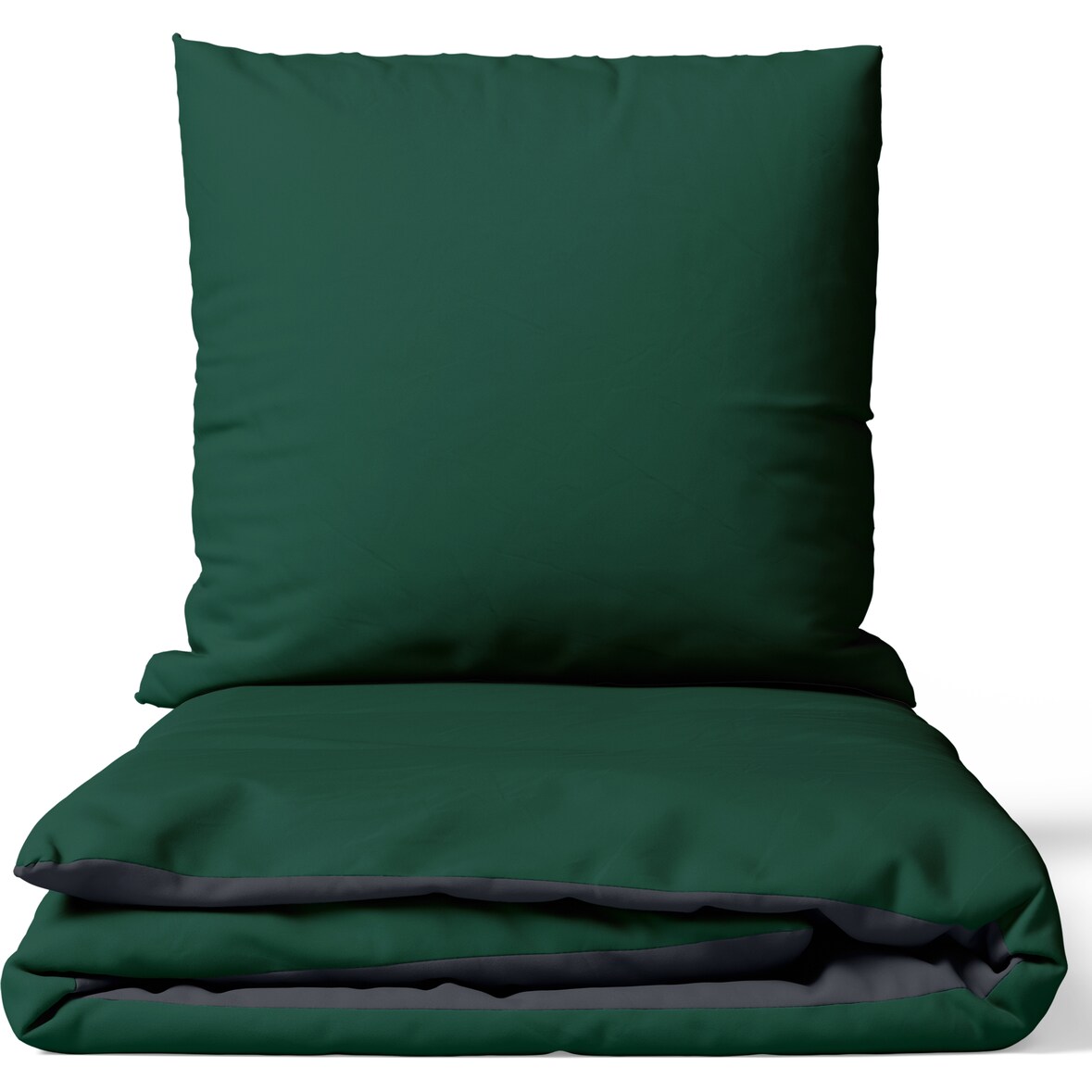 Baumwolle Bettwäsche Set 135x200 cm Dunkelgrün Anthrazit Wendebettwäsche mit Reißverschluss