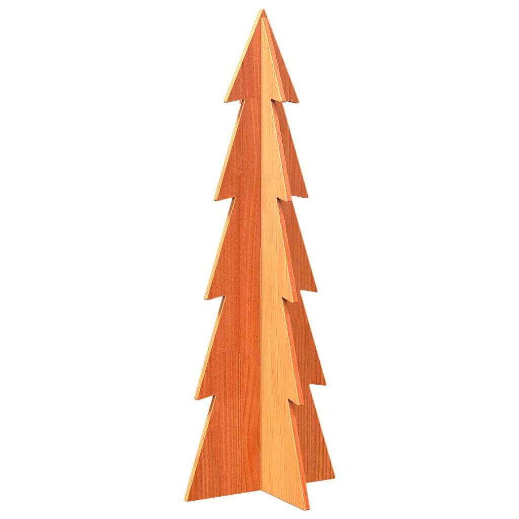 vidaXL Kerstdecoratie kerstboom 112 cm massief grenenhout wasbruin