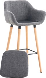 thumbnail of DELUKE® Barhocker mit Lehne Hellgrau VILO - Stoffbezug, 99x55x46cm | Barhocker mit Lehne Tresenhocker Barstuhl Küchenhocker Thekenhocker hoher Stuhl