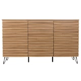 thumbnail of Credenza HWC-M49, credenza cassettiera alta, design 3D vani portaoggetti, legno massiccio mango metallo 85x142x44cm ~ naturale