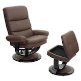 thumbnail of Relaxsessel HWC-C16, Fernsehsessel TV-Sessel Hocker mit Staufach, MVG-zertifiziert ~ Kunstleder taupe-braun