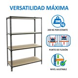 thumbnail of Maderclick schraubenloses Metallregal 4 Böden. Farbe anthrazit/holz 1500x1200x400 mm