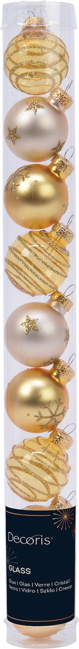 thumbnail of Weihnachtskugeln Glas 3cm Christbaumkugeln mit Motiven Sterne Schneeflocken gold perle mix