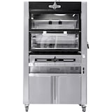 thumbnail of Rôtissoire au charbon de bois  18-24 poulets à 6 broches sur support avec roulettes dimensions 1530x920x1930  inox et noir