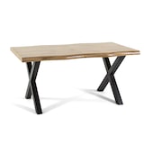 thumbnail of Table d’intérieur avec plateau en bois mélaminé et pieds en métal en “X”, design moderne, robuste, idéale pour salle à manger, salon, bureau – ALEX