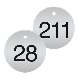 Werkzeugmarken m. Laserbeschriftung, Edelstahl geschliffen, Ø 30mm, 100 Stück/VE