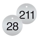 thumbnail of Werkzeugmarken m. Laserbeschriftung, Edelstahl geschliffen, Ø 30mm, 100 Stück/VE