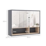 thumbnail of HOMCOM Specchiera Bagno a 3 Ante con Armadietto 80x20x60 cm Grigio