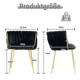 thumbnail of Polsterstuhl 56x42x74 cm Samt Schwarz 2er Set mit goldfarbenen Metallbeinen gepolsterter Rückenlehne vielseitig als Esszimmer und Relaxstuhl