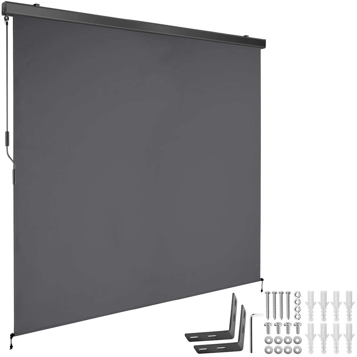 tectake Estor vertical ELOISE con 2 soportes de pared - 200 x 250 cm gris oscuro