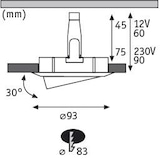 thumbnail of Paulmann Spot encastré Nova Plus  orientable IP65 rond 93mm 30° GU5,3 / GU10 max. 35W  230/12V gradable  Acier brossé 93662
