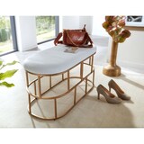 thumbnail of Sitzbank Samt Weiß / Gold 90x46x38 cm Flur Polsterbank mit Metallgestell, Design Bettbank Schlafzimmer, Flurbank Garderobenbank