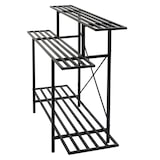 thumbnail of Prateleira para plantas HWC-G32, escada para flores Suporte para flores Escada para plantas, 3 prateleiras Aço preto 100x120x44cm