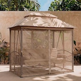 thumbnail of Balancelle de jardin 3 places convertible en lit 252x170x245 cm, gazebo double toit, moustiquaires, coussins rembourrés, fonction détente - Cleopatra
