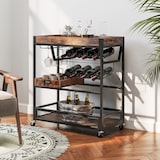 thumbnail of Carrito de servicio COSTWAY con bandeja extraíble, Carrito de cocina, 3 niveles, Carrito rodante con soporte de vidrio y estante para vino