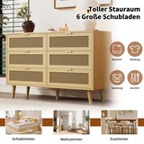 thumbnail of Kommode 120x40x76 Sideboard 6 Schubladen Stauraum Retro Schlafzimmer Büro Wohnzimmer Holz Eiche Metallgriffe modern