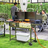 thumbnail of Outsunny Barbecue a Carbone e Gas 3 Bruciatori e Coperchio Nero