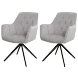 thumbnail of Juego de 2 sillas de comedor HWC-L80, silla de cocina silla tapizada con reposabrazos, giratoria, metal tela/textil ~ gris claro
