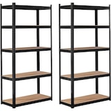 thumbnail of BRASQ Stellingkast Zwart Set van 2 - Metalen Opbergrek - voorraadkast - wandkast - Magazijnstelling 180x90x40 - 5 lagen - max 875 KG
