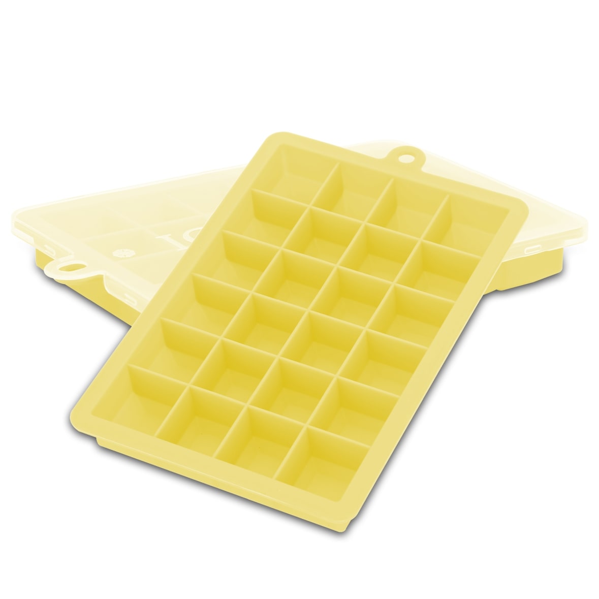 Intirilife 2x Eiswürfelformen in GELB - 2er Set à 24 Fächer Eiswürfel Silikonformen mit Deckel - 18 x 13 x 2.5