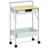 thumbnail of HOMCOM carrito auxiliar con ruedas de 2 niveles carrito de cocina con 1 cajón y 1 cesta carrito organizador para dormitorio salón oficina verde claro