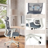 thumbnail of Sedia da ufficio / Sedia girevole ERGOMY I W Seduta in tessuto / Schienale in rete blu mybuero