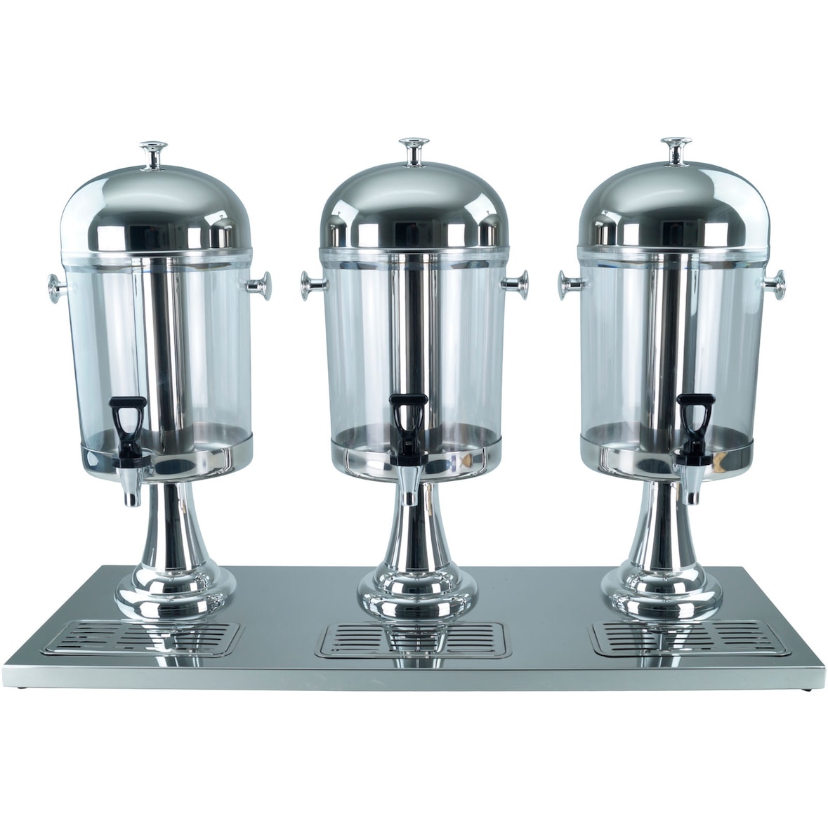 Saft-Dispenser Getränkedispenser Saftspender 3 x 8 Liter Standfuss silberfarbig