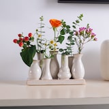 thumbnail of Jinfa 4 Set aus 7 kleinen Vasen auf festem Sockel | handgefertigte Blumenvasen Tischdeko | Antik-Weiß