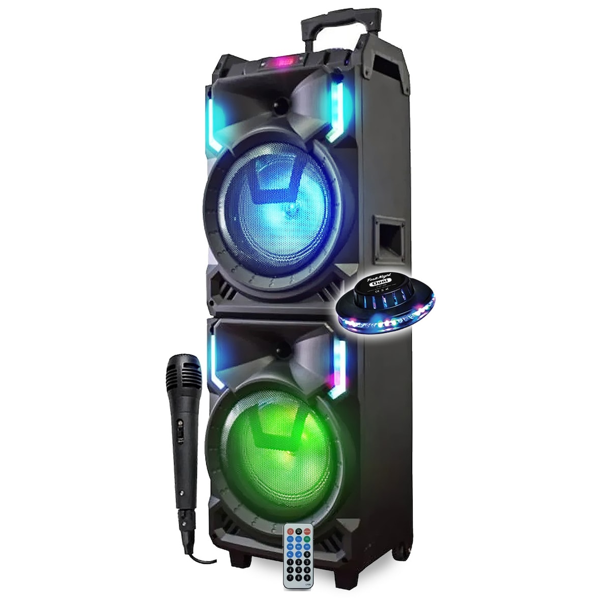 MEGA Enceinte Nomade 800W Inovalley MS01XXL-N avec USB Bluetooth, Effets LED, Microphone SONO KARAOKE DJ, Trolley, LED OVNI