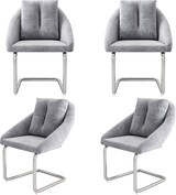 thumbnail of Drehstuhl Esszimmerstuhl 4er Set Samt Grau 82x59x65 cm mit Kissen, ergonomischer Sitzkomfort, Metallgestell, modern für Wohn und Arbeitsbereich