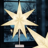 thumbnail of Casaria LED Weihnachtsstern mit Ständer Pailetten Beleuchtet 60 cm creme Papierstern Weihnachten Weihnachtsdeko Leuchtstern Dekostern Adventsstern