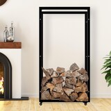 thumbnail of DELUKE® Kaminholzregal innen Metall SATLO mit Rollen Brennholzregal innen Kaminholzständer Kaminholzhalter Feuerholzregal Schwarz, 25x80x150cm