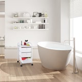 thumbnail of Relaxdays Badrollwagen, 3 Schubladen, Metall & Kunststoff, Rollcontainer Bad, Kosmetik, HxBxT: 60 x 33 x 39 cm, weiß