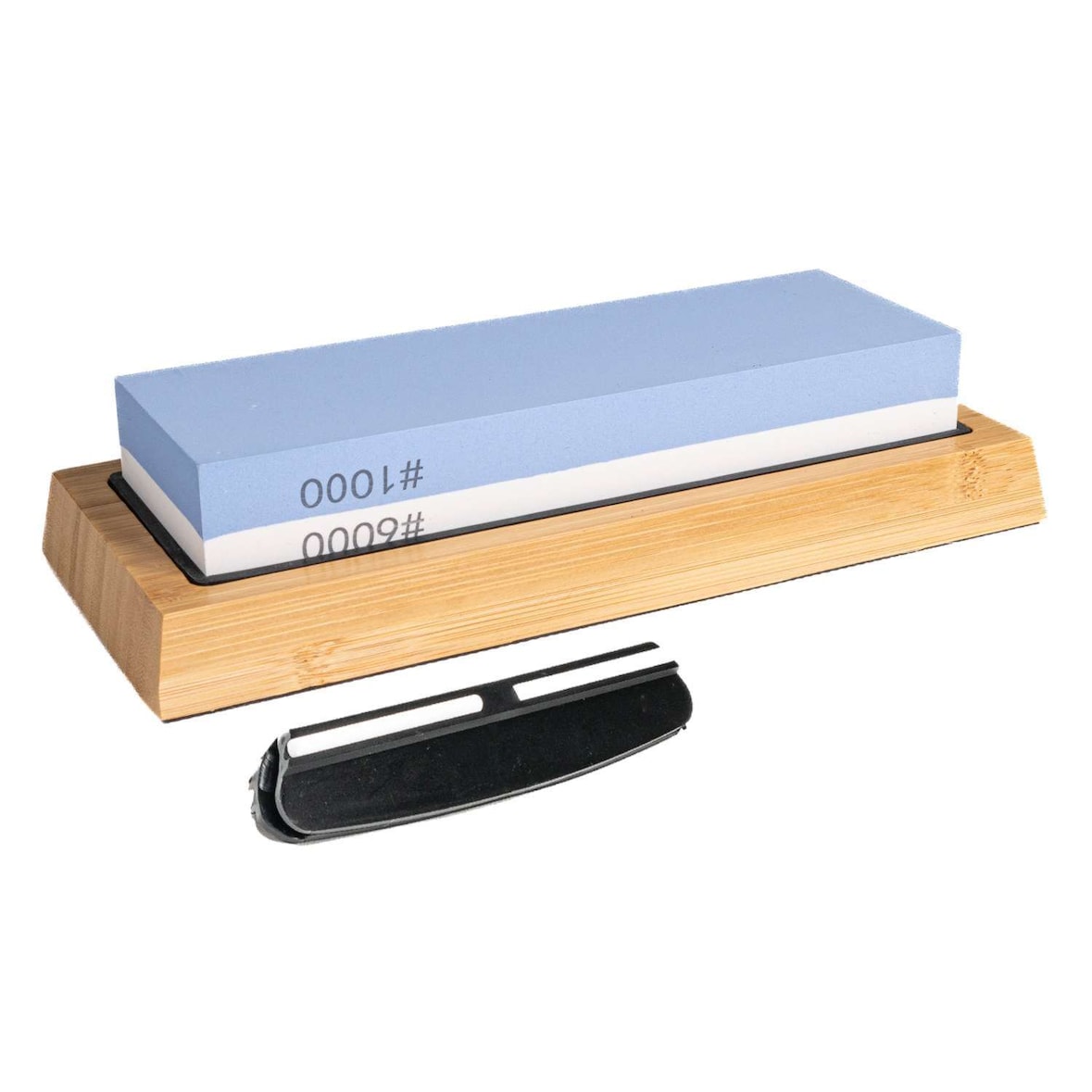 Intirilife 2 in 1 Schleifstein Set Wetzstein 1000 / 6000 mit Silikonhalterung für Messer in Blau - Weiß - 21.3 x 9.2 x 4.6 cm Messerschärfer