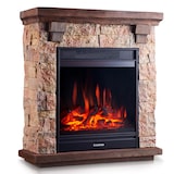 thumbnail of Chimenea eléctrica KAMINIO JUAN: chimenea eléctrica de pie con acabado de piedra, calefacción, efecto de llamas en 3D y mando a distancia - Beige