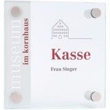 thumbnail of GALERIE Türschild | 150x150 mm | 2 Scheiben ESG Glas | 4x Edelstahl Halter | Türschild Büro | Büroschild