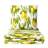 thumbnail of Baumwolle Renforce Bettwäsche Set 2 teilig 135x200 cm Baumwolle Mediterranes Zitronen Motiv Weiß Gelb Grün mit Reißverschluss