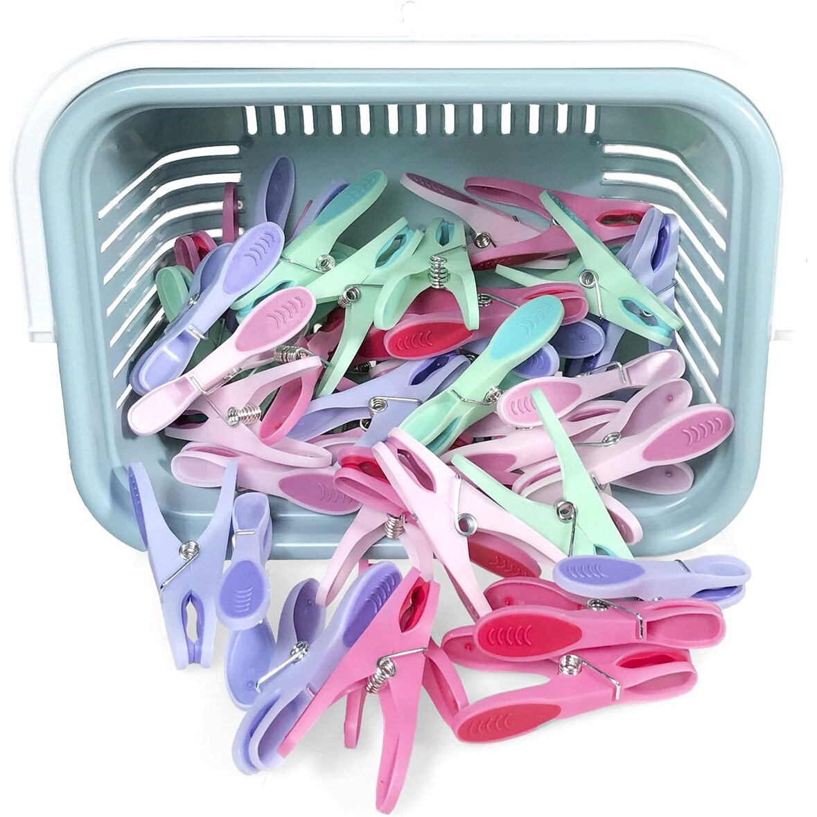 COM-FORT HOUSE | Pinzas de Plástico | Cesta de Plástico Rectangular Pinzas para la Ropa | Pack de 48 Unidades
