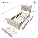 thumbnail of Polsterbett 90x200 cm mit 2 Schubladen und höhenverstellbarem Kopfteil – elegantes Natur-Design, Stauraum inklusive