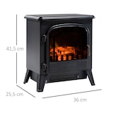 thumbnail of HOMCOM Chimenea Eléctrica Estufa Calefactor Eléctrica con Termostato Brillo Temperatura Ajustable 900W/1800W Efecto Leña Ardiendo 36x25.5x41.5cm Acero
