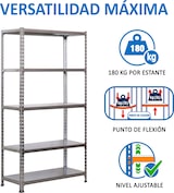 thumbnail of SimonRack Estantería Metálica, 1800x900x400 mm, 5 Alturas, Bandeja Metal, 180 kg de Punto Flexión, Gris/Galva - Simonclick