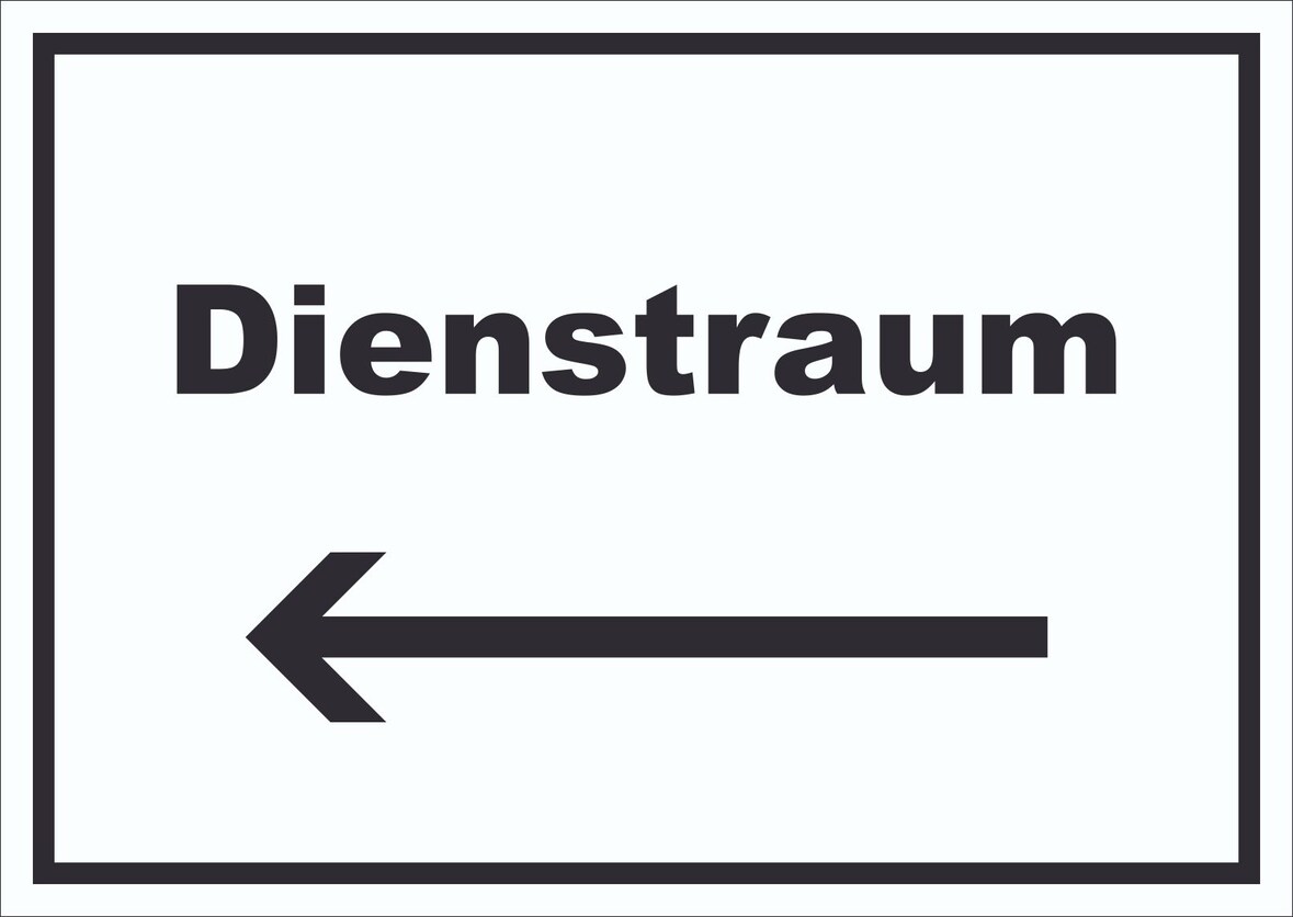 Dienstraum Schild mit Text und Richtungspfeil links Büro waagerecht A0 (841x1189mm)